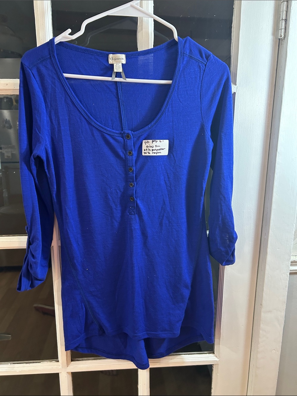 A46.    Dynamite Royal Blue Button-Front Scoop Henley Top